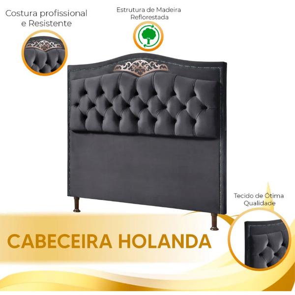 Imagem de Cabeceira Estofada Holanda 1,40 Casal Veludo Shop das Cabeceiras