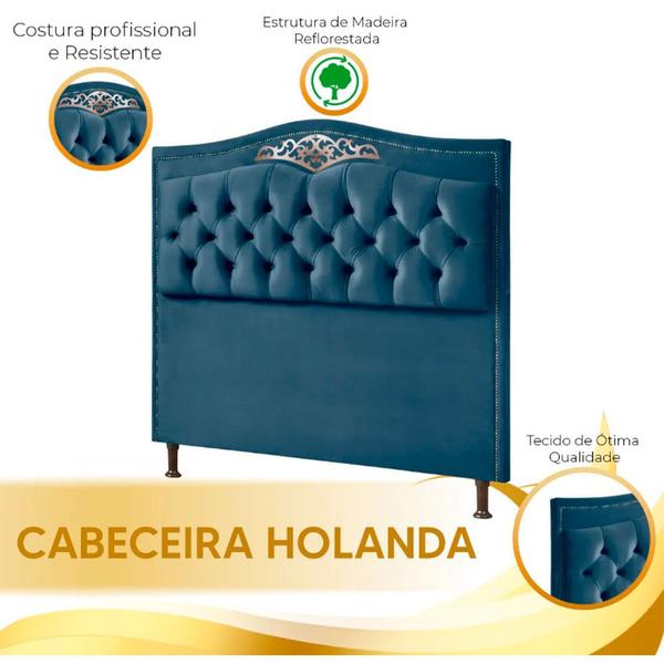 Imagem de Cabeceira Estofada Holanda 1,40 Casal Veludo Speciale Home