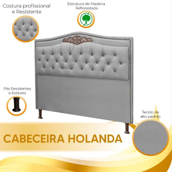 Imagem de Cabeceira Estofada Holanda 1,95 King Size Linho Shop das Cabeceiras