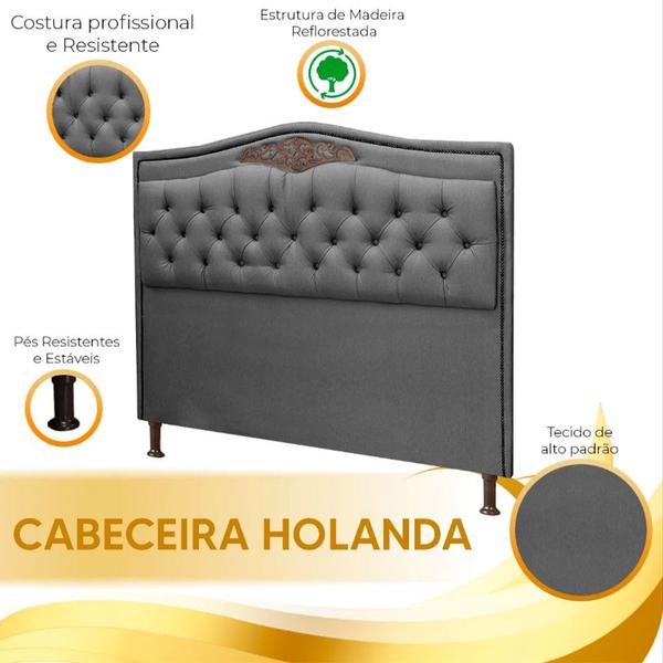 Imagem de Cabeceira Estofada Holanda 1,95 King Size Linho Star Confort