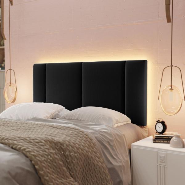 Imagem de Cabeceira Estofada Iluminação LED Glow Cama Box Casal 140 cm