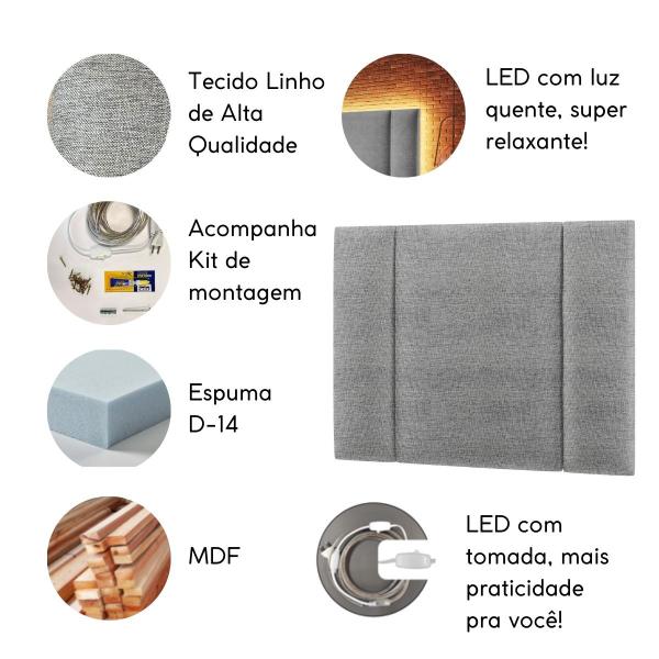 Imagem de Cabeceira Estofada Iluminação LED Glow Cama Solteiro 90 cm