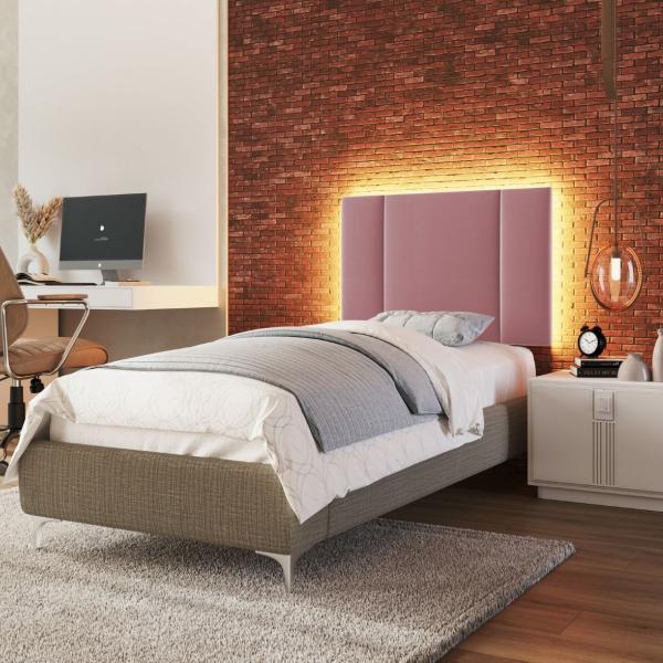 Imagem de Cabeceira Estofada Iluminação LED Glow Cama Solteiro 90 cm