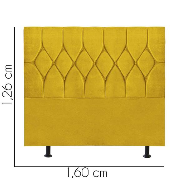 Imagem de Cabeceira Estofada Istambul Botão Capitonê 160cm Queen Size Para Cama Box Quarto Suede Amarelo - Ahz Móveis