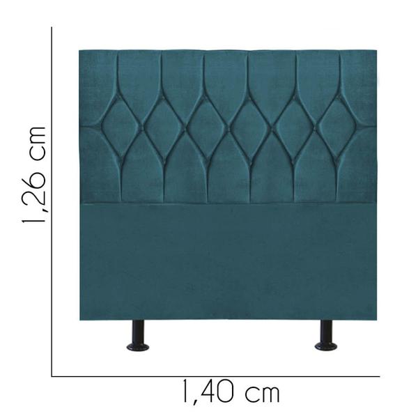 Imagem de Cabeceira Estofada Istambul Capitonê 140cm Casal Box Quarto Suede Azul Turquesa - Gat Magazine