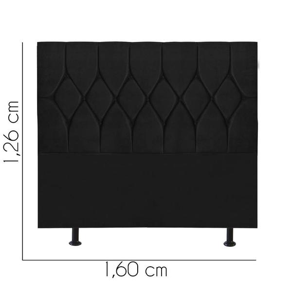 Imagem de Cabeceira Estofada Istambul Capitonê 160 cm Queen Size Quarto para Cama Box Tecido Sintético Preto - Damaffê Móveis