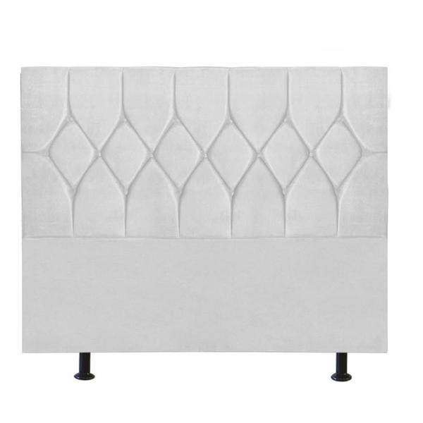 Imagem de Cabeceira Estofada Istambul Capitonê 195 cm King Size Quarto para Cama Box Suede Branco - Damaffê Móveis