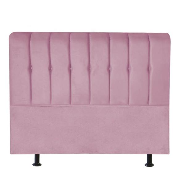 Imagem de Cabeceira Estofada Kiara 140cm Casal Para Cama Box Quarto Suede Rosa Bebê - Ahazzo Móveis