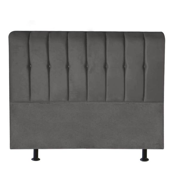 Imagem de Cabeceira Estofada Kiara 160cm Queen Size Box Quarto Suede Cinza Escuro Grafite - Gat Magazine