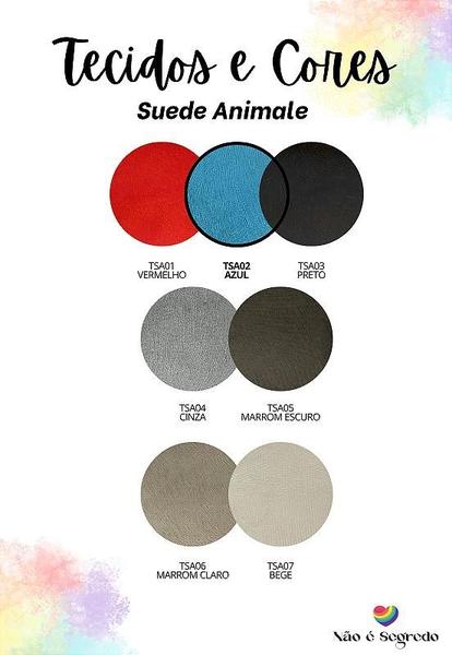 Imagem de Cabeceira Estofada King 8 Blocos Não é Segredo Suede Animale Azul 195x60