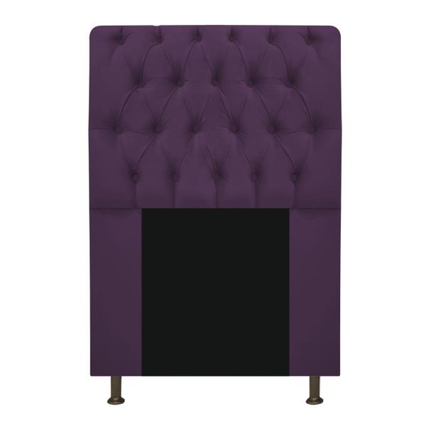 Imagem de Cabeceira Estofada Lady 90 cm para Cama Solteiro com Capitonê  Suede Roxo