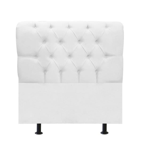 Imagem de Cabeceira Estofada Lady Capitonê 100 cm Solteiro Quarto para Cama Box Suede Branco - Damaffê Móveis