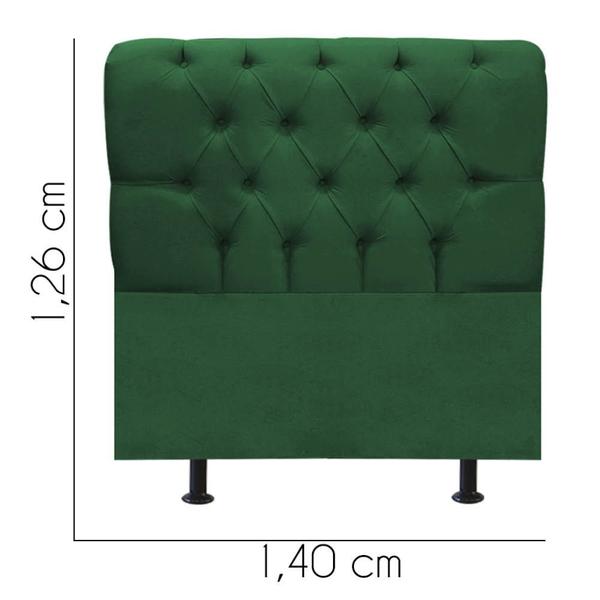 Imagem de Cabeceira Estofada Lady Capitonê 140 cm Casal Quarto para Cama Box Suede Verde - Damaffê Móveis