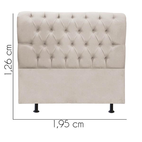 Imagem de Cabeceira Estofada Lady Capitonê 195 cm King Size Quarto para Cama Box material sintético Bege - Damaffê Móveis