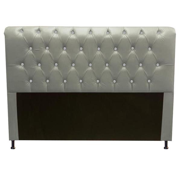 Imagem de Cabeceira Estofada Lady com Botões de Strass para Cama Box Queen Size 160cm Suede Bege