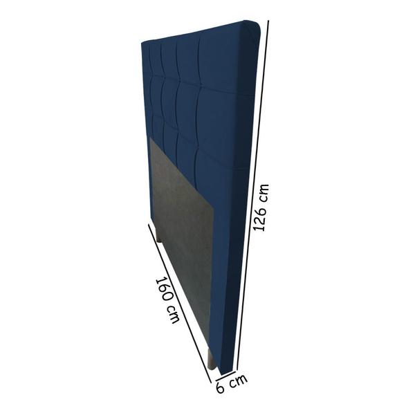 Imagem de Cabeceira Estofada Lia 160 cm Para Cama Box Quarto Queen Size Veludo Azul Marinho