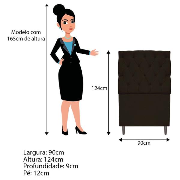 Imagem de Cabeceira Estofada Liverpool 90 cm Solteiro Corano Marrom - Doce Sonho Móveis