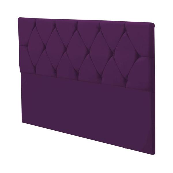 Imagem de Cabeceira Estofada Lívia 160 Cm Queen Size Com Capitonê Suede Roxo - Móveis Mafer