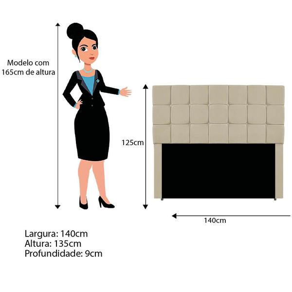 Imagem de Cabeceira Estofada Manchester 140 cm Casal Linho - Doce Sonho Móveis