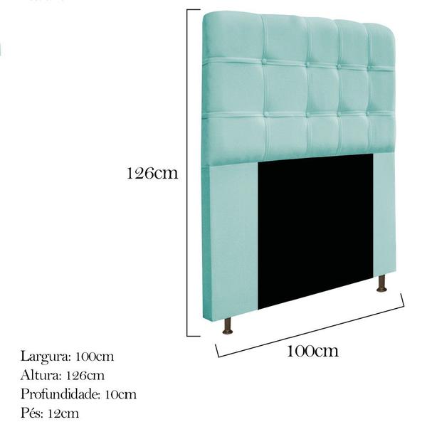 Imagem de Cabeceira Estofada Mel 100 cm Solteiro Com Botonê Suede Azul Tiffany - Doce Sonho Móveis