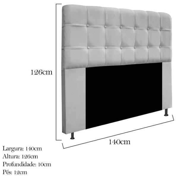 Imagem de Cabeceira Estofada Mel 140 cm Casal Com Botonê  Suede Cinza - ADJ Decor