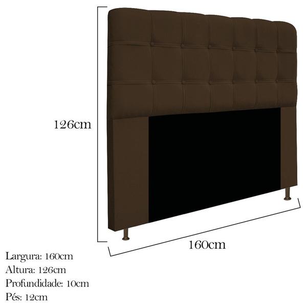 Imagem de Cabeceira Estofada Mel 160 cm para Cama Queen Size com Botonê Suede Marrom