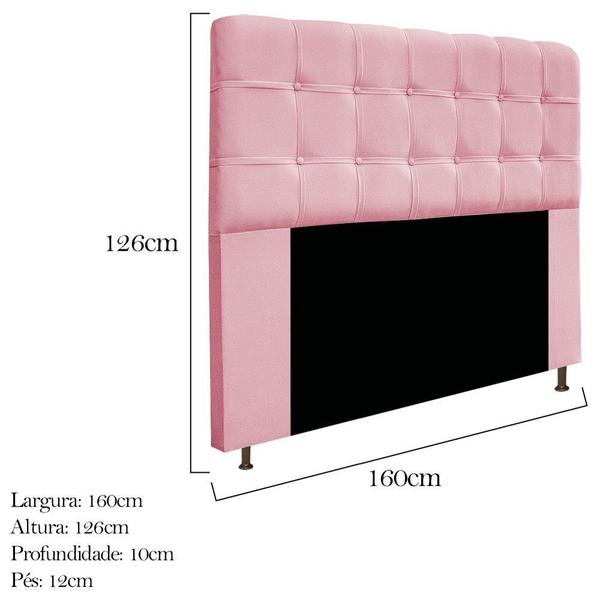 Imagem de Cabeceira Estofada Mel 160 cm para Cama Queen Size com Botonê Suede Rosa Bebê - KDAcanto Móveis