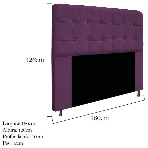 Imagem de Cabeceira Estofada Mel 160 cm Queen Size Com Botonê Suede Roxo - KDAcanto Móveis