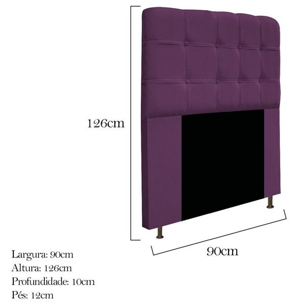 Imagem de Cabeceira Estofada Mel com Capitonê 90 cm para Cama Box Solteiro Suede Roxo Quarto - AM Decor