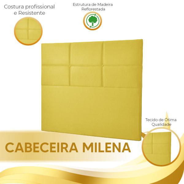 Imagem de Cabeceira Estofada Milena 0,90  Solteiro Veludo Amarelo