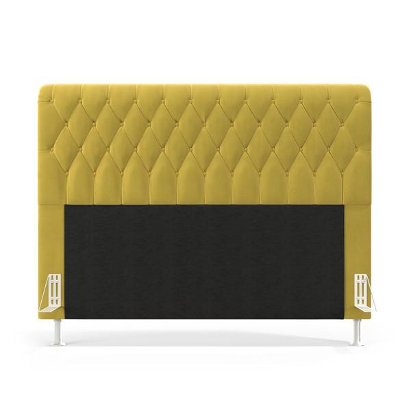 Imagem de Cabeceira Estofada para Cama Box Bellatrix 140 para Cama de Casal Suede Amarelo Aradecor