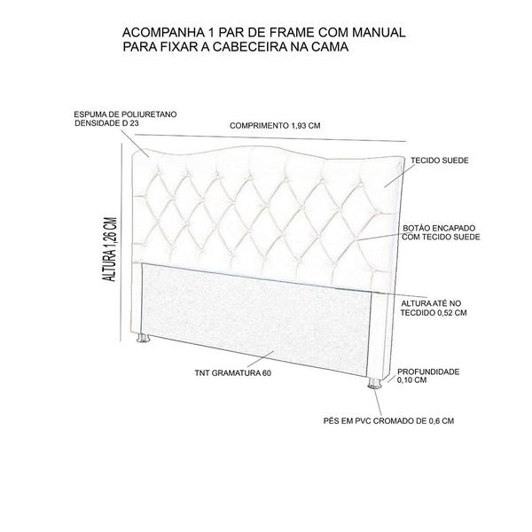 Imagem de Cabeceira Estofada Para Cama Box De Casal King Size Capitone Pérola 193 cm Azul Turquesa Suede-Anchar Estofados 01