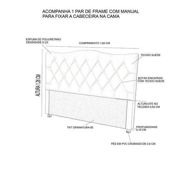 Imagem de Cabeceira Estofada Para Cama Box De Casal Queen Size Capitone Pérola 160 cm Vermelho Suede-Anchar Estofados 01