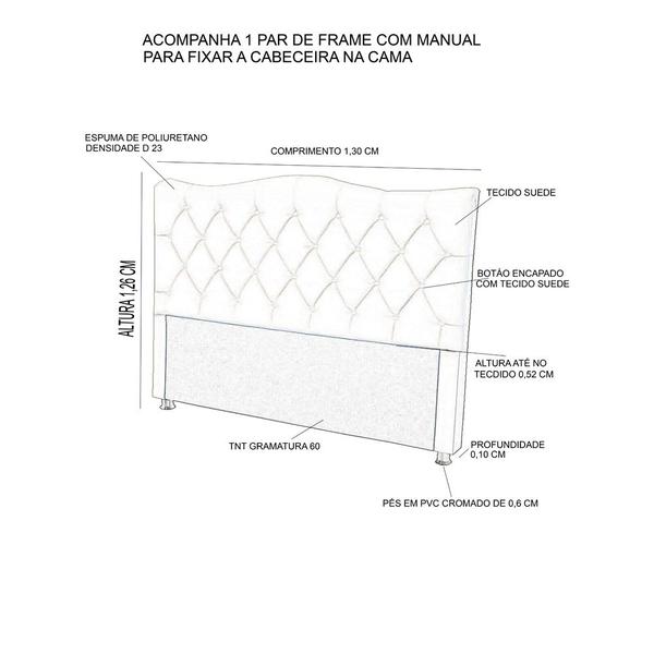 Imagem de Cabeceira Estofada Para Cama Box De Solteirão Capitone Pérola 130 cm Bege Suede-Anchar Estofados 01