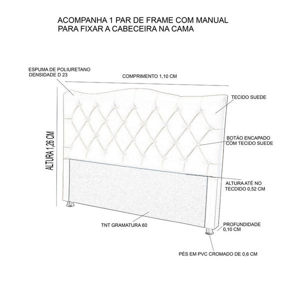 Imagem de Cabeceira Estofada Para Cama Box De Solteiro Capitone Pérola 110 cm Preto Suede-Anchar Estofados 01