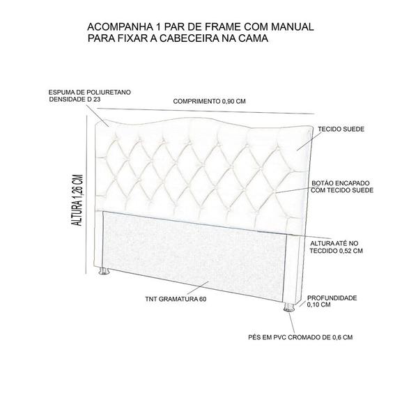 Imagem de Cabeceira Estofada Para Cama Box De Solteiro Capitone Pérola 90 cm Azul Turquesa Suede-Anchar Estofados 01