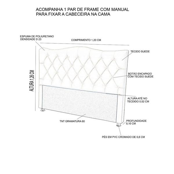 Imagem de Cabeceira Estofada Para Cama Box De Viúva Capitone Pérola 120 cm Marron Café Suede-Anchar Estofados 01