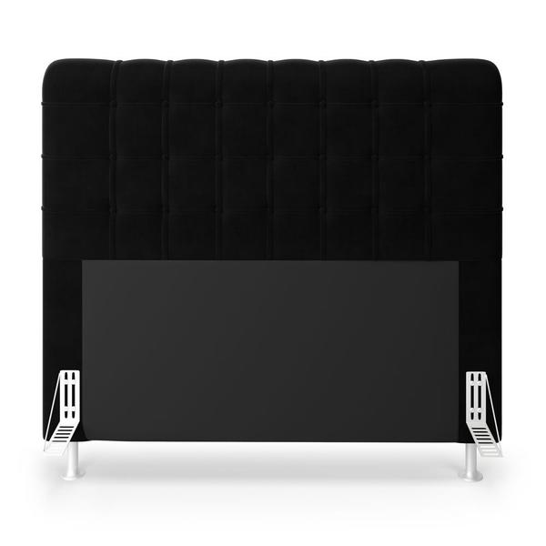 Imagem de Cabeceira Estofada para Cama Box Rana 140 para Cama de Casal Suede Preto Aradecor