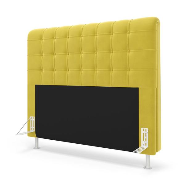 Imagem de Cabeceira Estofada para Cama Box Rana 160 para Cama Queen Suede Amarelo Aradecor