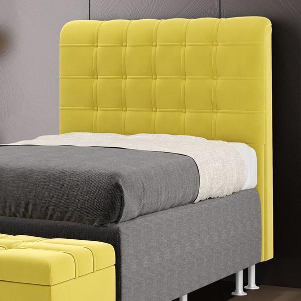 Imagem de Cabeceira Estofada para Cama Box Rana 90 para Cama de Solteiro Suede Amarelo Aradecor