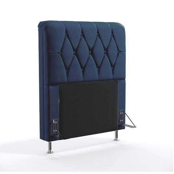 Imagem de Cabeceira Estofada Para Cama Box Sirius 90 Para Cama de Solteiro Suede Azul Marinho Aradecor