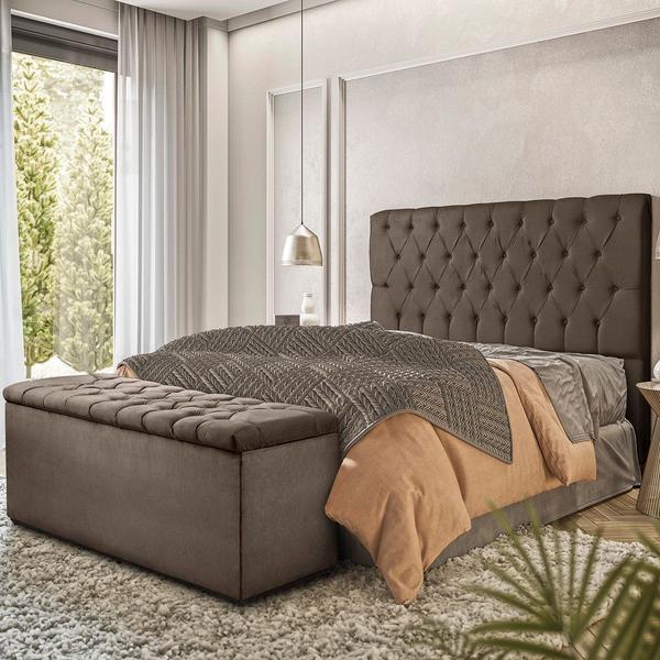 Imagem de Cabeceira Estofada para Cama Casal King 195 cm Londres Suede