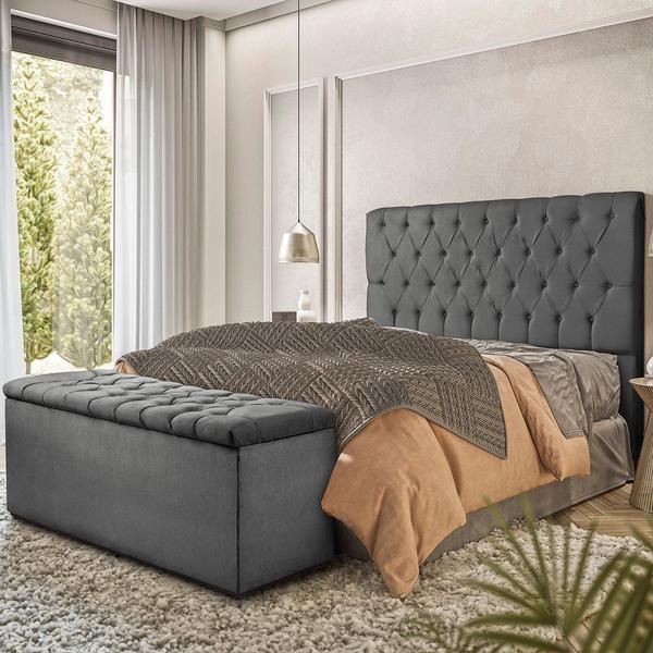 Imagem de Cabeceira Estofada para Cama Casal King 195 cm Londres Suede