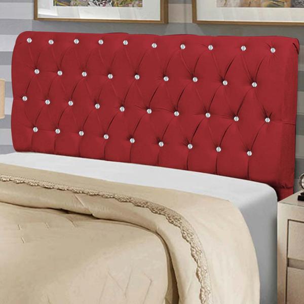 Imagem de Cabeceira Estofada Paris 140CM Casal Strass material sintético Vermelho - D A DECOR