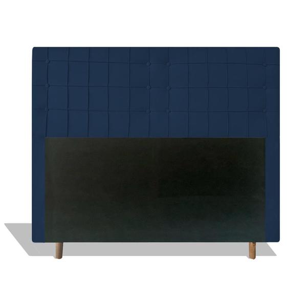 Imagem de Cabeceira Estofada Paris 195 cm Para Cama Box Quarto King Size Veludo Azul Marinho