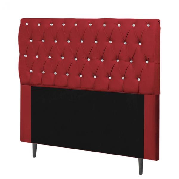 Imagem de Cabeceira Estofada Paris 195CM King Strass material sintético Vermelho - D A DECOR