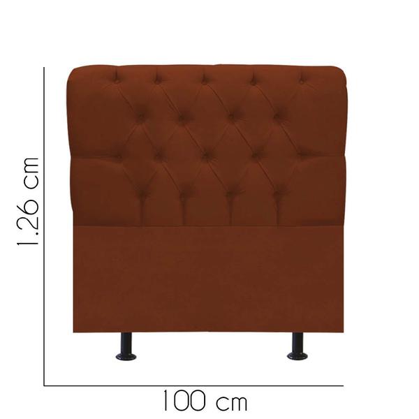 Imagem de Cabeceira Estofada Paris Botão Capitonê 100cm Solteiro Para Cama Box Quarto Suede Terracota Telha - Ahazzo Móveis