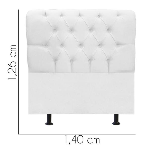 Imagem de Cabeceira Estofada Paris Botão Capitonê 140cm Casal Para Cama Box Quarto material sintético Branco - Ahazzo Móveis