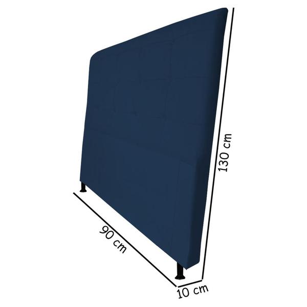 Imagem de Cabeceira Estofada Pérola 90 cm Para Cama Box Quarto Solteiro Suede Azul Marinho