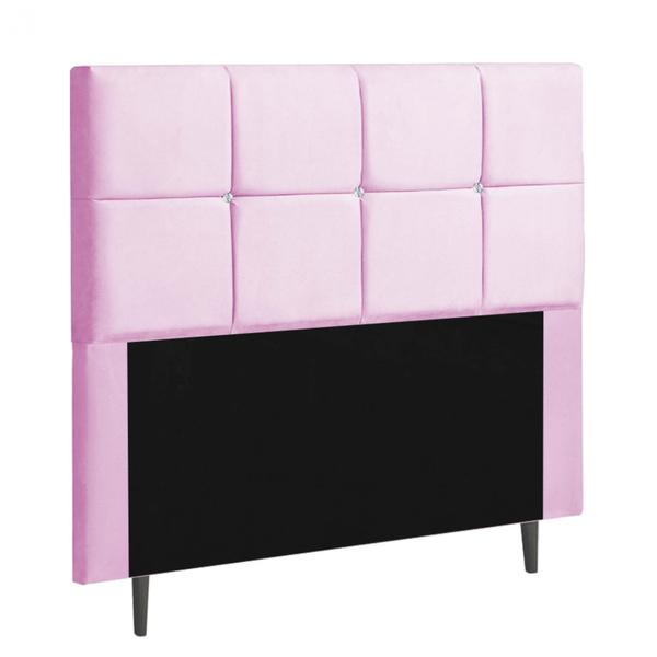 Imagem de Cabeceira Estofada Poliana 140CM Casal Strass material sintético Rosa - D A DECOR